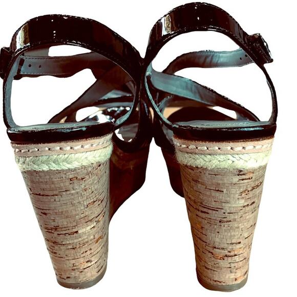 Vince camuto Rina patent leather shoe sandal  wedges size 7.5 by measurements - Picture 5 of 12